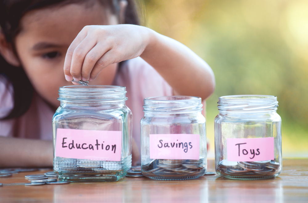 Child savings and learning the value of money.